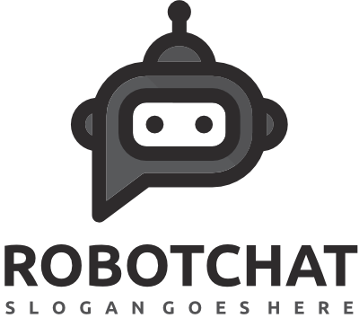 black and white logo for Robot Chat